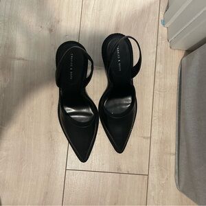 Charles & Keith Black Slingback Heels